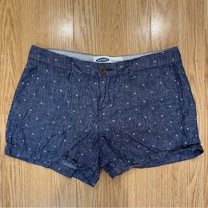 Old Navy blue and white polka dot linen blend everyday shorts